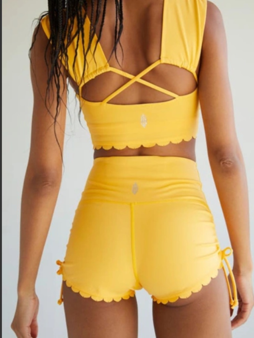 NWT Free People Sun’s Out Scallop Shorts Mango Orange